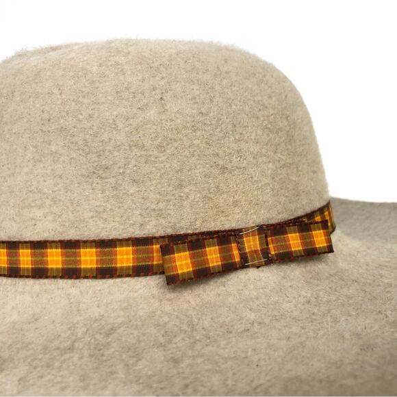 EL SORRELL Men’s Custom Felted Wool Fashion Hat Cream Orange Plaid - Picture 3 of 11
